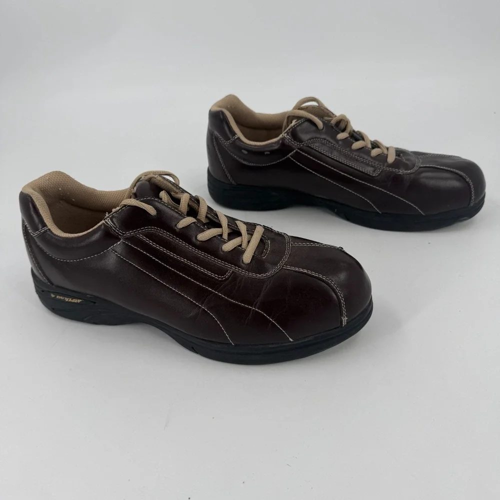 Dunlop Casual Oxford Shoes Mens US 10.5 Brown Synthetic Topstitch Detail Lace Up